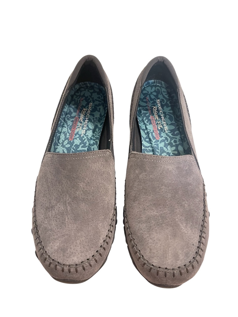 Skechers Alumni Gray Suede Leather Casual Slip-ons Shoes Loafers - Picture 4 of 6